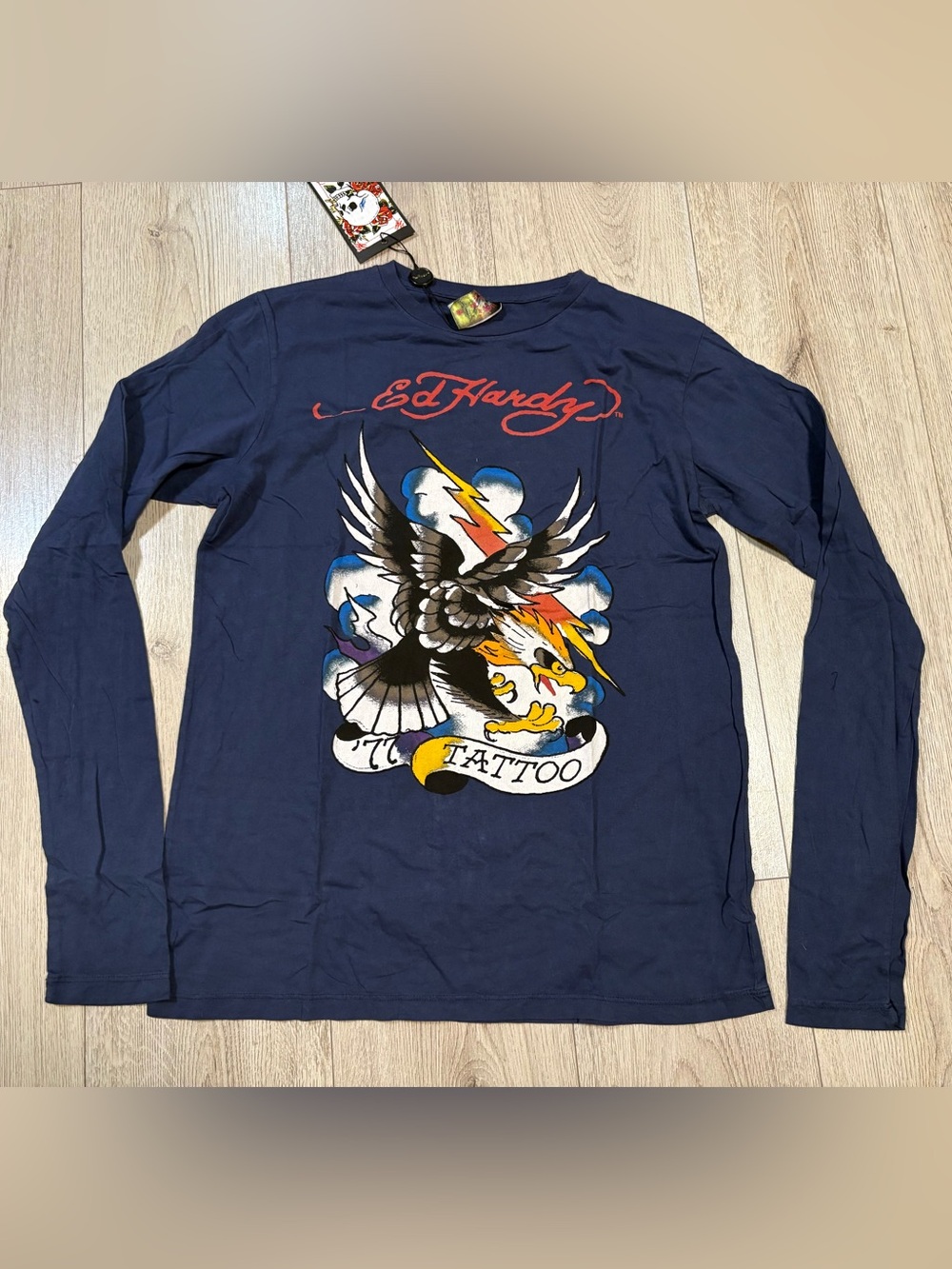 Ed Hardy by Christian Audigier Long Sleeve ‘77 Eagle Tattoo Graphic Shirt Size S